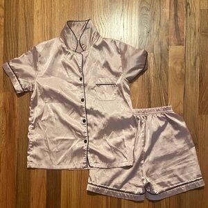 Girls Silky Pink Pajama Set